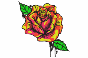 Multicolor Rose Embroidery Design