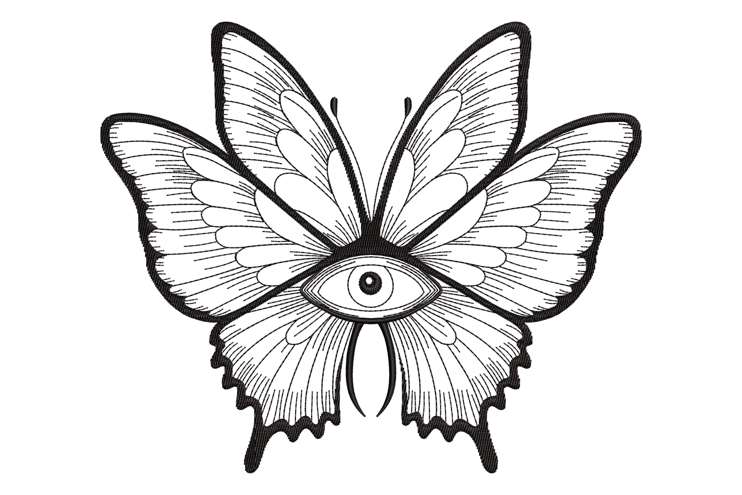Mystical Eye Butterfly Embroidery Design