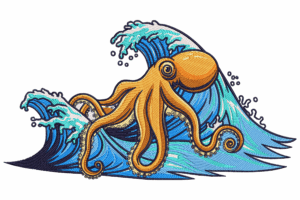 Ocean Wave Octopus Embroidery Design