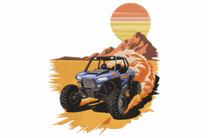 Off-Road Buggy with Sunset Embroidery Design