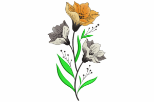 Orange and Monochrome Bloom Embroidery Design