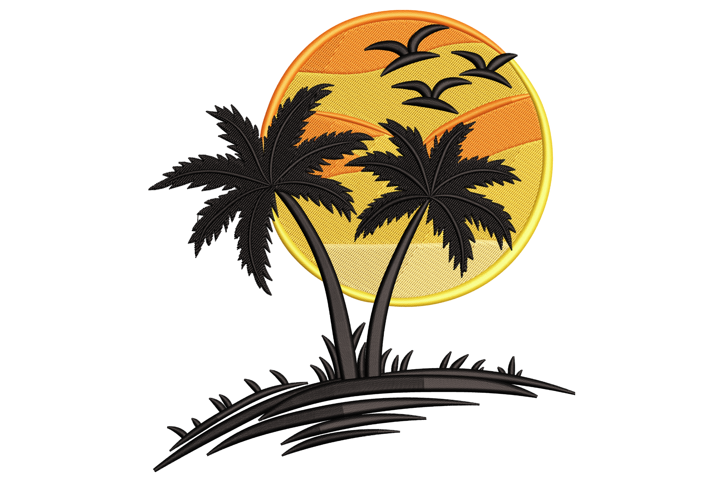 Palm Trees Sunset Embroidery Design