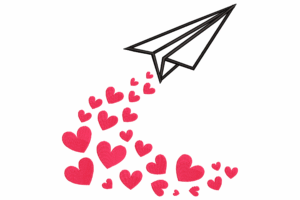 Paper Plane with Hearts Embroidery Design