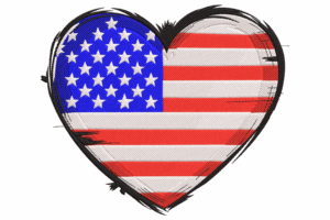 Patriotic Heart American Flag Embroidery Design
