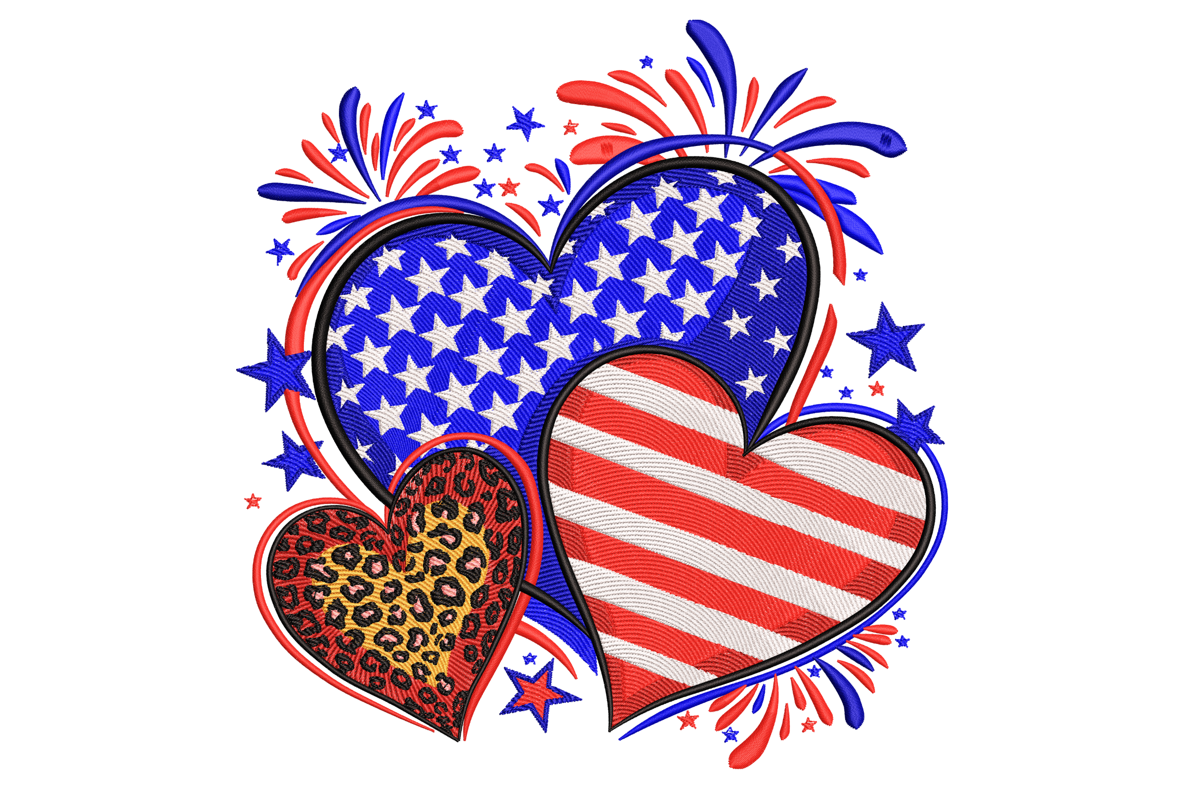 Free Patriotic Hearts Embroidery Design