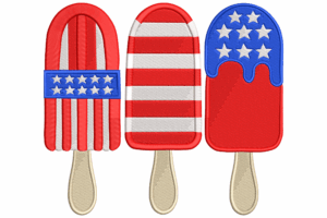 Patriotic Popsicle Embroidery Design