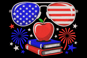 Patriotic Teacher Embroidery Design