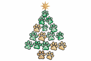 Paw Print Christmas Tree Machine Embroidery Design