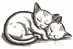 Peaceful Sleeping Cats Embroidery Design