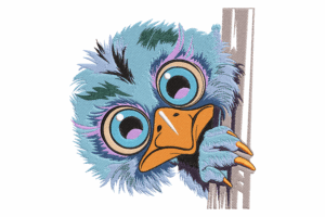 Peeking Blue Bird Embroidery Design