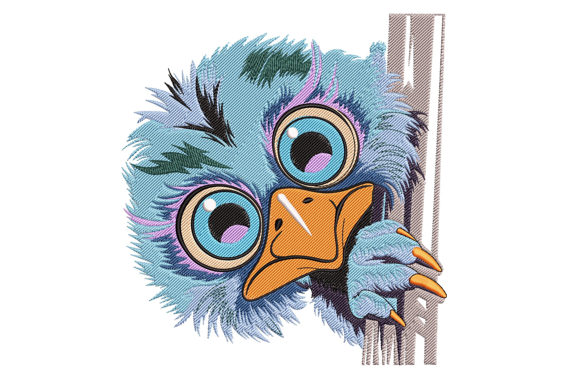 Peeking Blue Bird Embroidery Design