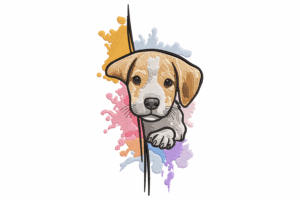 Peeking Cute Puppy Embroidery Design
