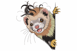 Peeking Ferret Embroidery Design