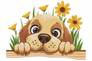 Peeking Puppy Machine Embroidery Design