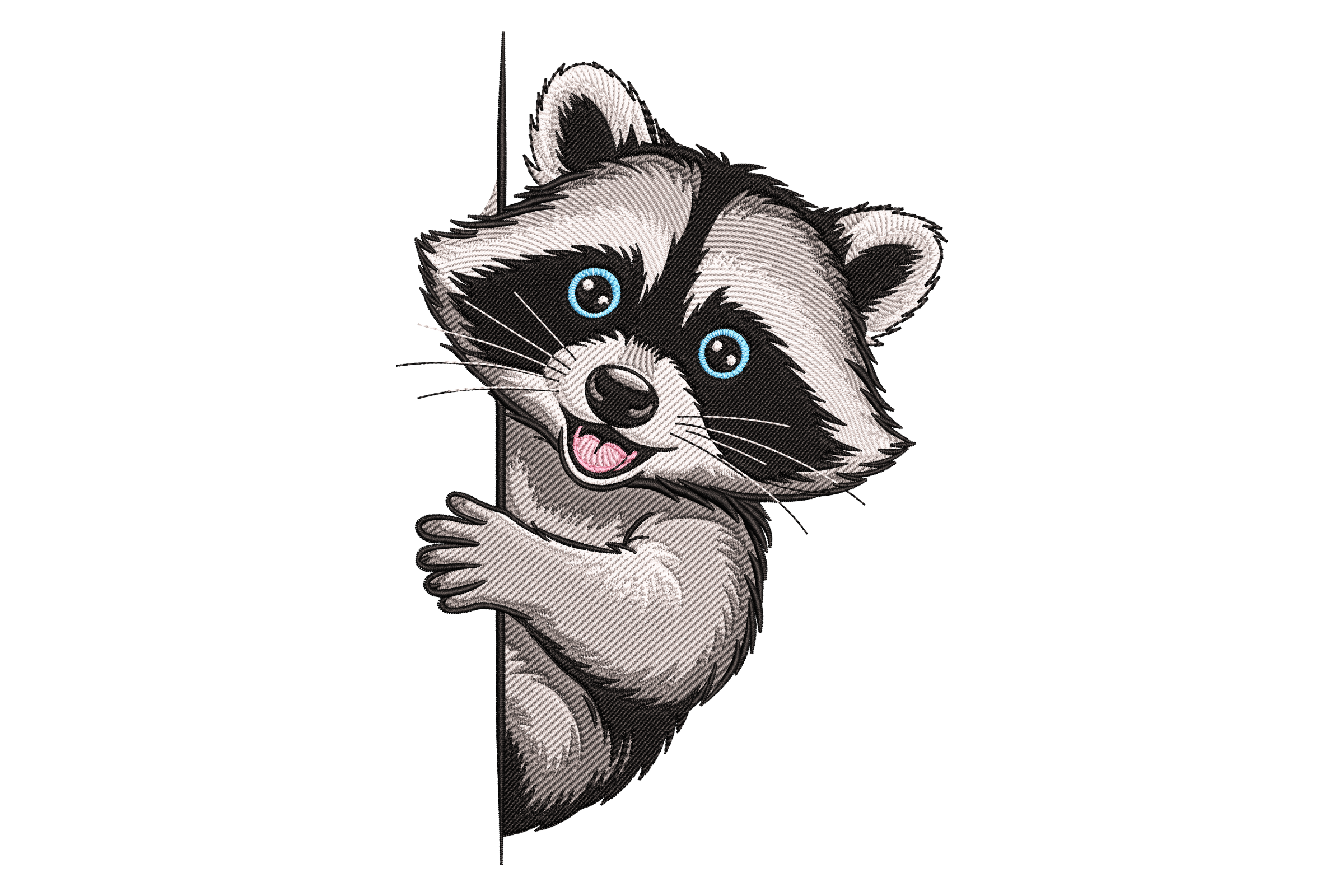 Peeking Raccoon Embroidery Design