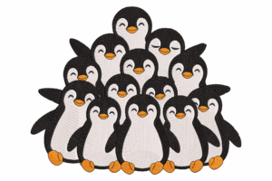 Penguin Group Embroidery Design