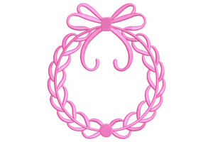 Pink Bow Wreath Embroidery Design