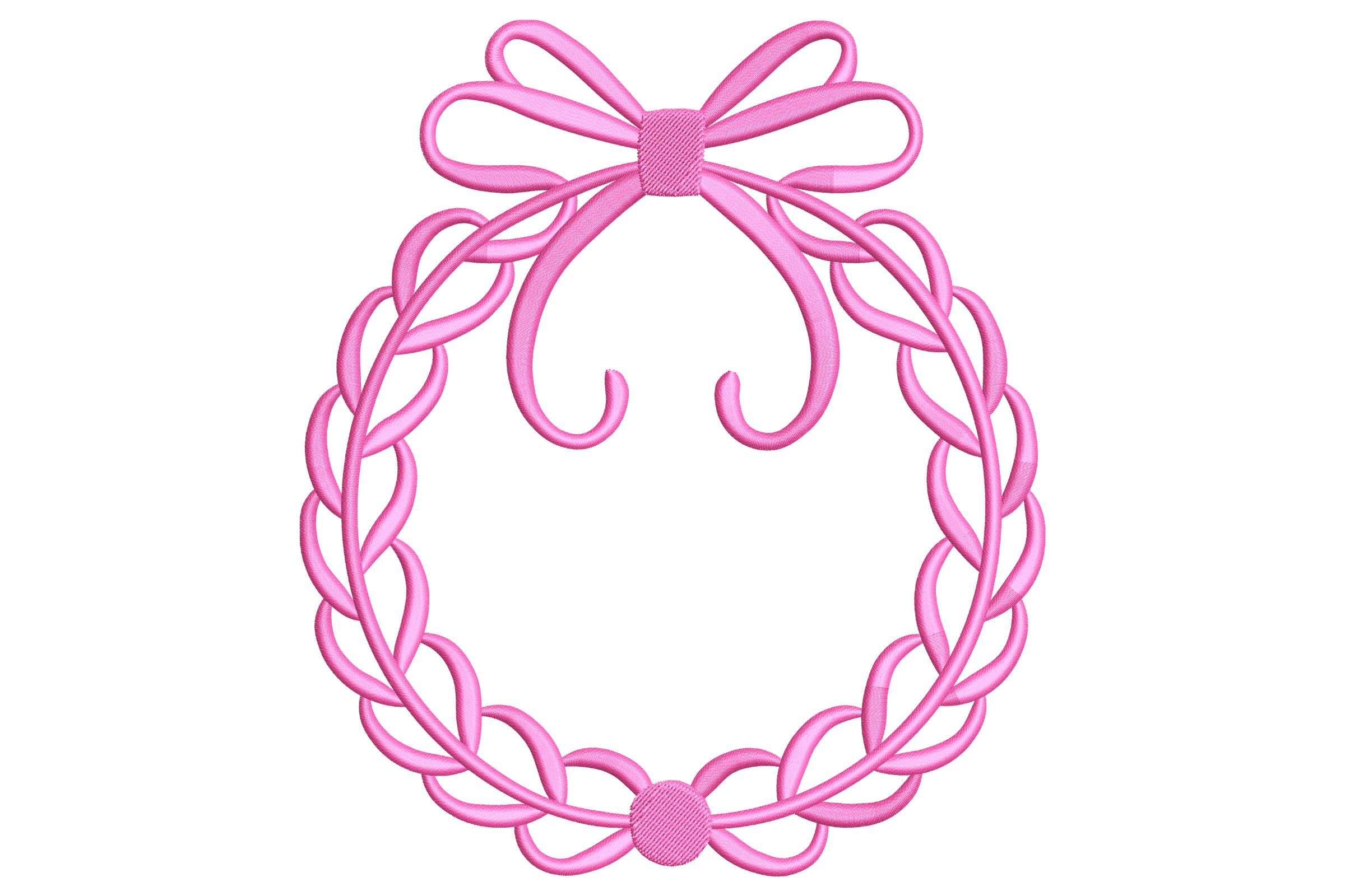 Pink Bow Wreath Embroidery Design