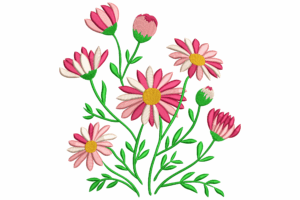 Pink Daisy Flower Embroidery Design