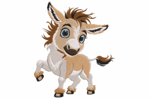 Playful Baby Donkey Embroidery Design
