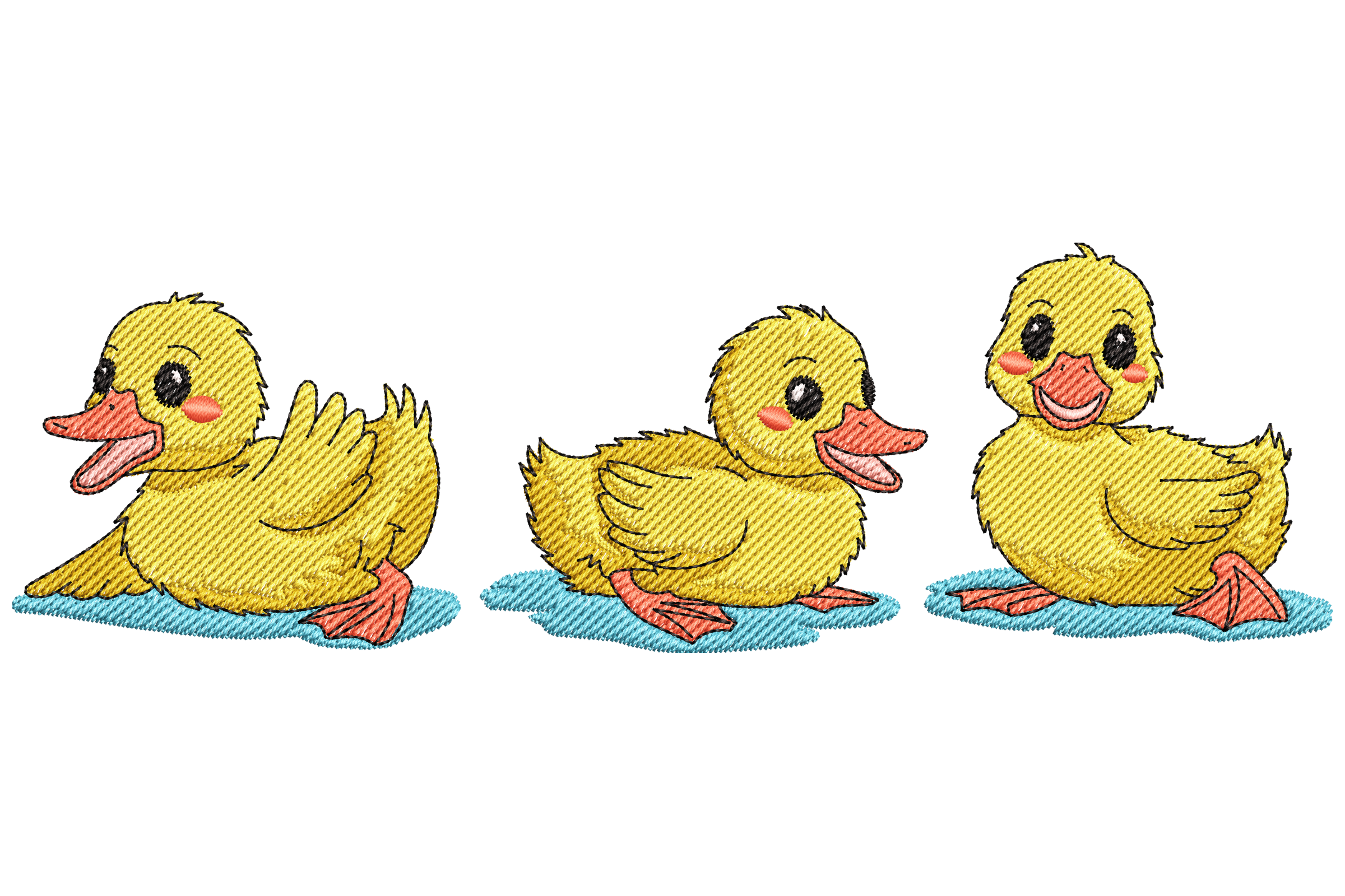 Playful Baby Ducks Embroidery Design