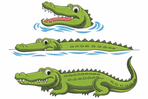 Playful Crocodile Trio Embroidery Design
