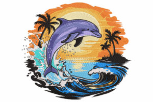 Playful Dolphin Machine Embroidery Design