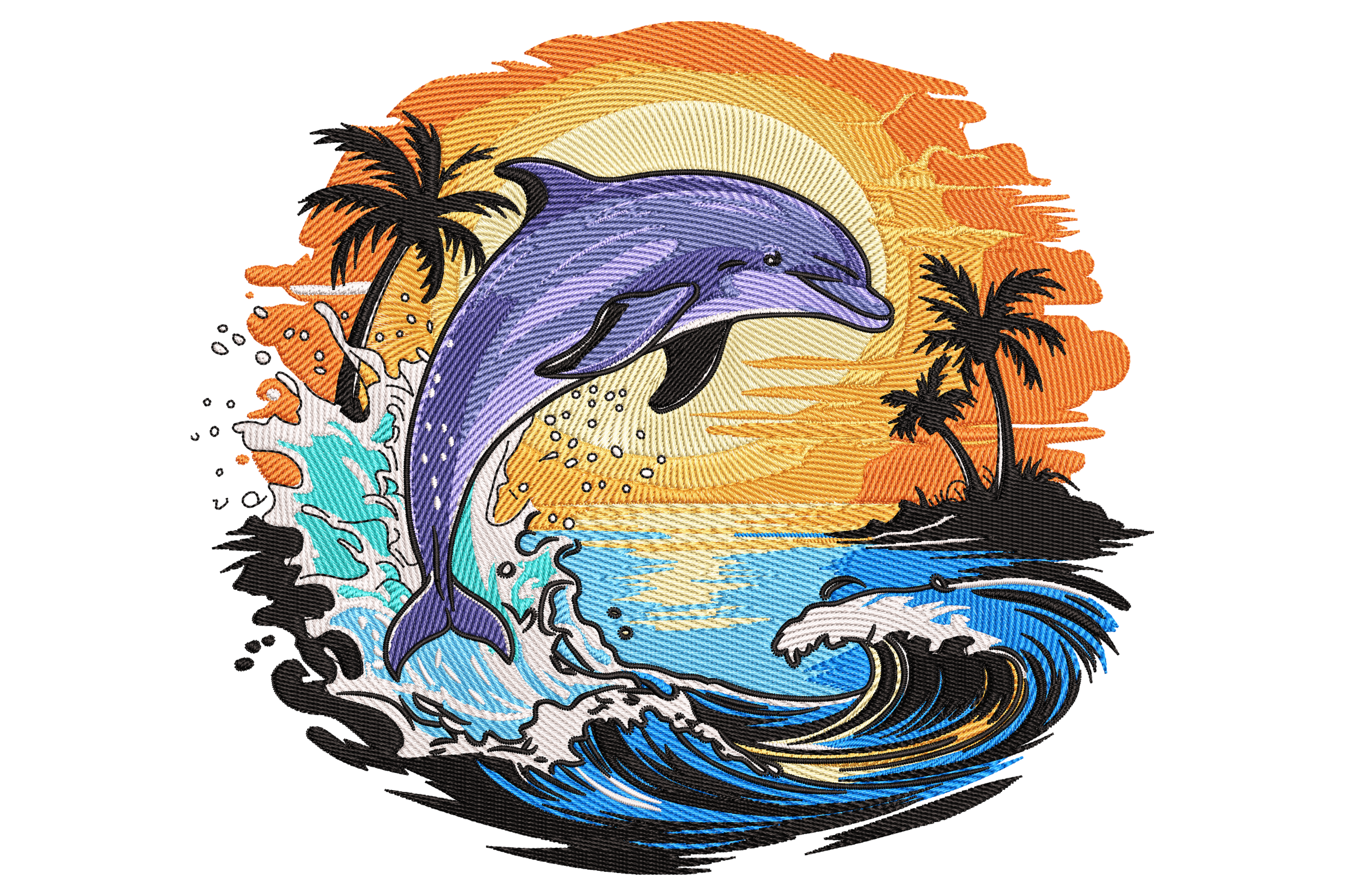 Playful Dolphin Machine Embroidery Design