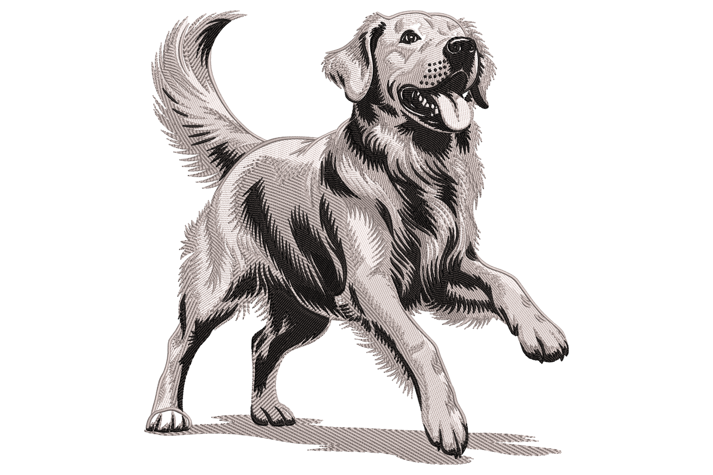 Playful Golden Retriever Embroidery Design