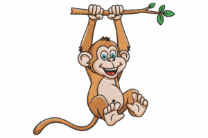 Playful Hanging Monkey Embroidery Design