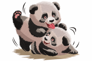 Playful Panda Duo Embroidery Design