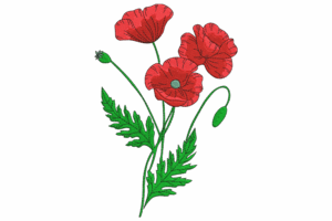 Poppy Flower Trio Embroidery Design