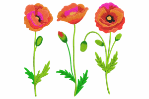 Poppy Flowers Embroidery Design