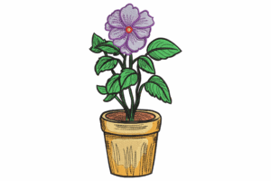 Potted Flower Embroidery Design