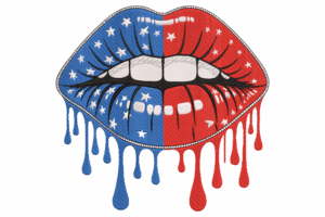 Premium American Flag Lips Embroidery Design