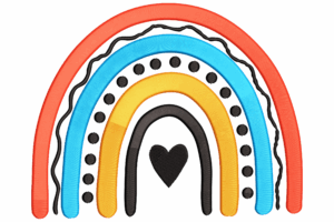 Premium Boho Rainbow with Heart Embroidery Design