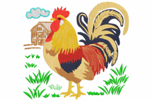 Premium Colorful Rooster Machine Embroidery Design