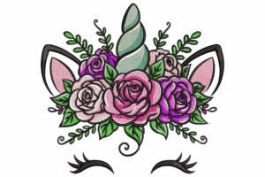Premium Floral Unicorn Machine Embroidery Design