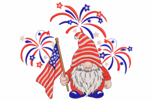 Premium Patriotic Gnome Embroidery Design