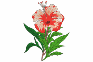 Premium Red Hibiscus Flower Embroidery Design