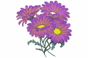 Purple Daisy Flower Embroidery Design