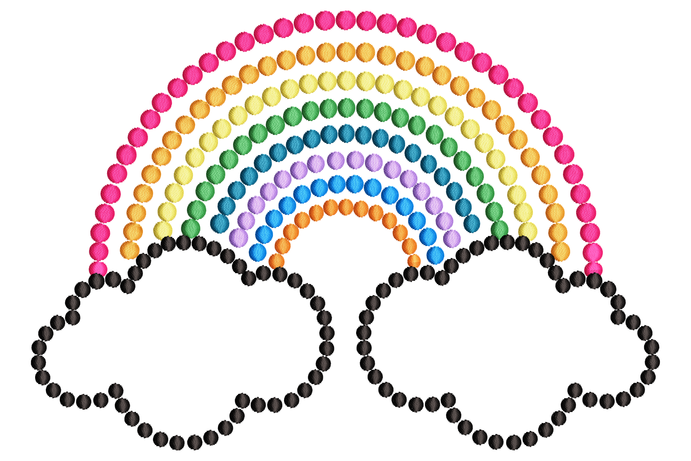 Free Rainbow and Clouds Machine Embroidery Design