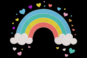 Rainbow with Hearts Machine Embroidery Design
