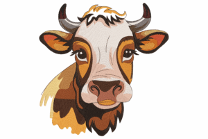 Realistic Cow Head Machine Embroidery Design