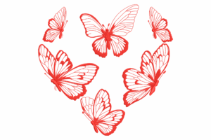 Red Butterfly Heart Embroidery Design