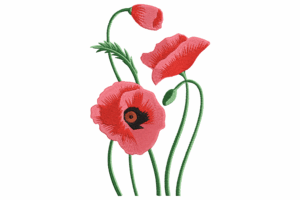 Red Poppy Floral Embroidery Design