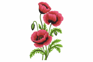 Red Poppy Flower Machine Embroidery Design