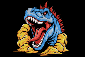 Roaring Blue Dinosaur Embroidery Design