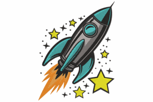 Rocket Ship Embroidery Design