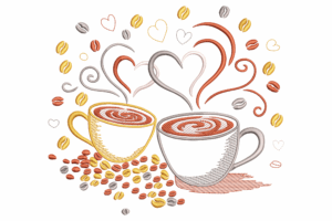 Romantic Coffee Love Embroidery Design